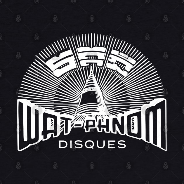 Wat Phnom Disques Logo Cambodian Music Label - White by walltowall